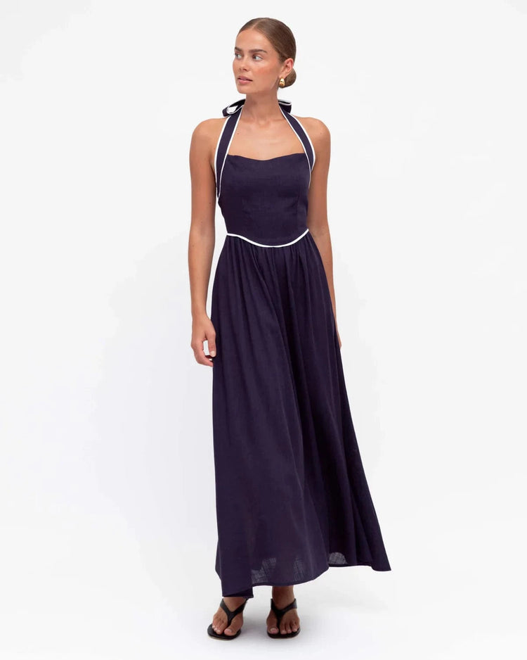 White Closet Dresses Halter Navy Dress