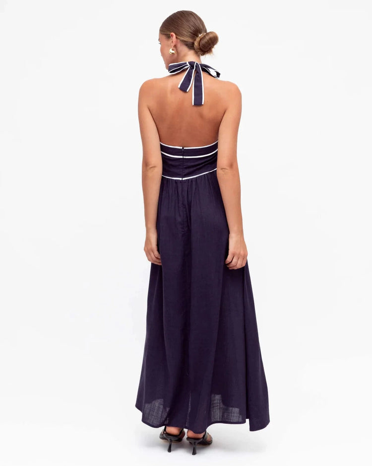 White Closet Dresses Halter Navy Dress