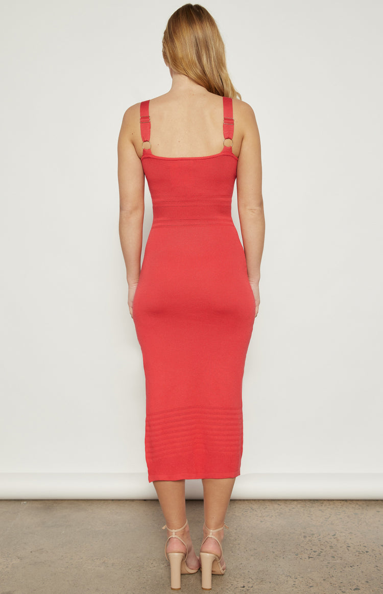 Knit Midi Dress - Red